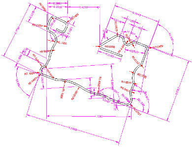 Computer designed drawing of a product to be rollformed with several measurements